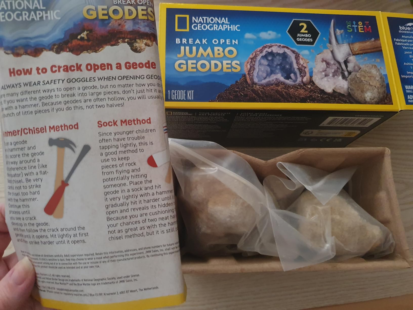 National Geographic Jumbo Geodes Kit – Break Open 2 Large Geodes with ...
