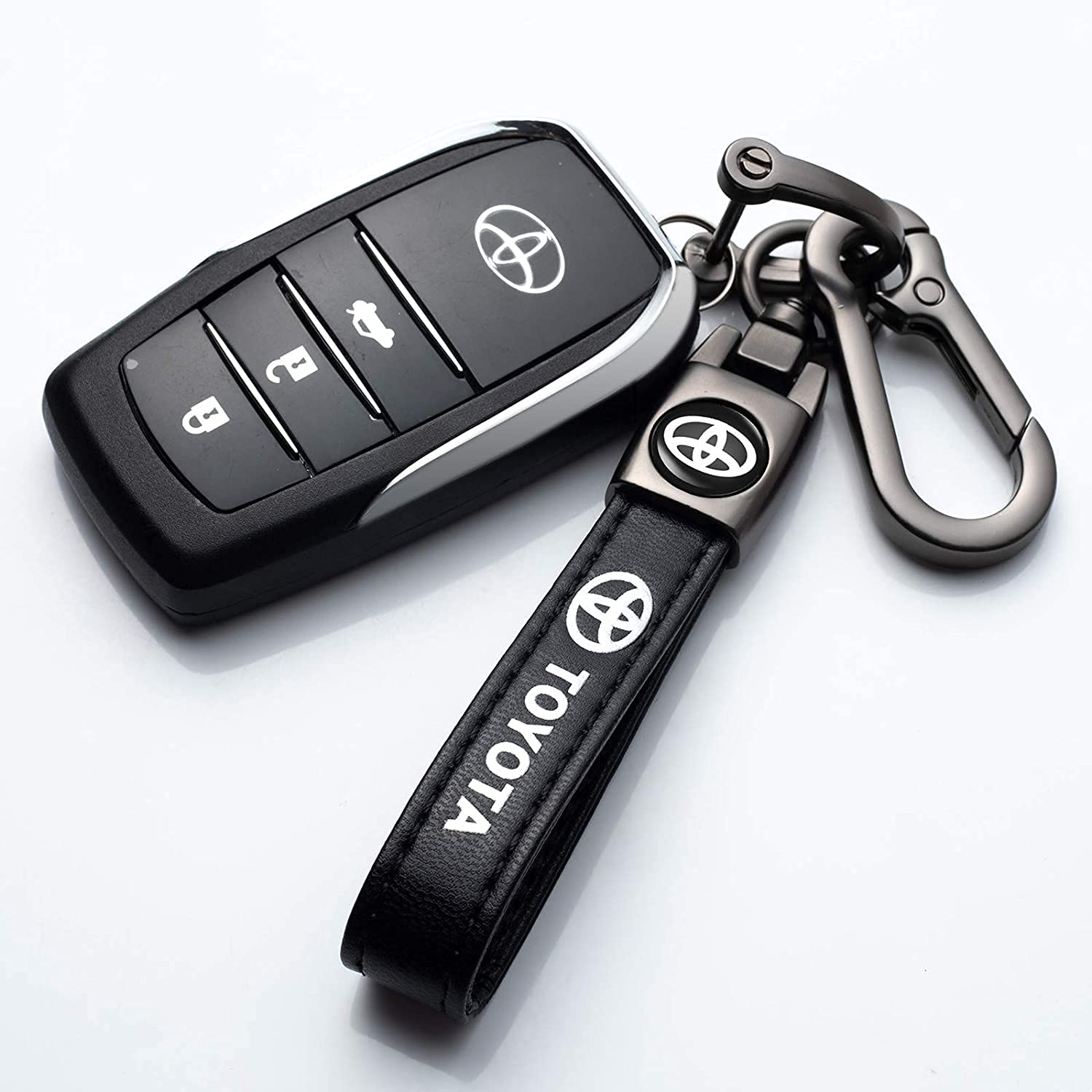 NonoB Leather Car Keychain, Metal Car Key Ring for 1 - 4