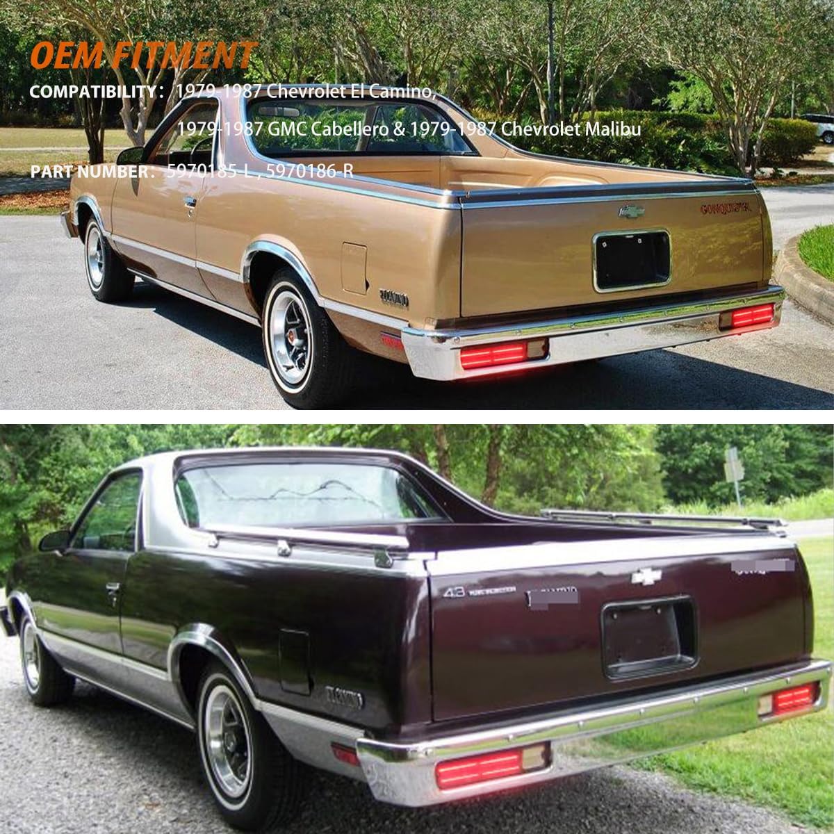 ADIIL 2PCS Rear Tail Light Clear Lens 3-in-1 LED Tailamps Sequential Turn Signal Lights For 1979-1987 Chevrolet El Camino Malibu GMC Caballero - Image 9