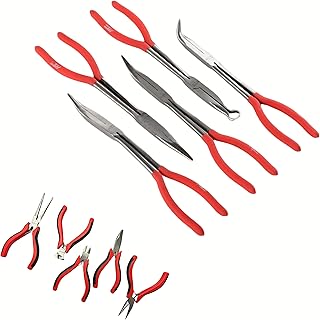 ATE Pro. USA - 10 PC Pliers Set, Long Nose Pliers, Precision Mini Pliers | Straight Long Nose Pliers, End Nipper, Diagonal Cutter, Needle Nose, Bent Nose, 90-Degree Pliers, 45-Degree Long Nose Pliers