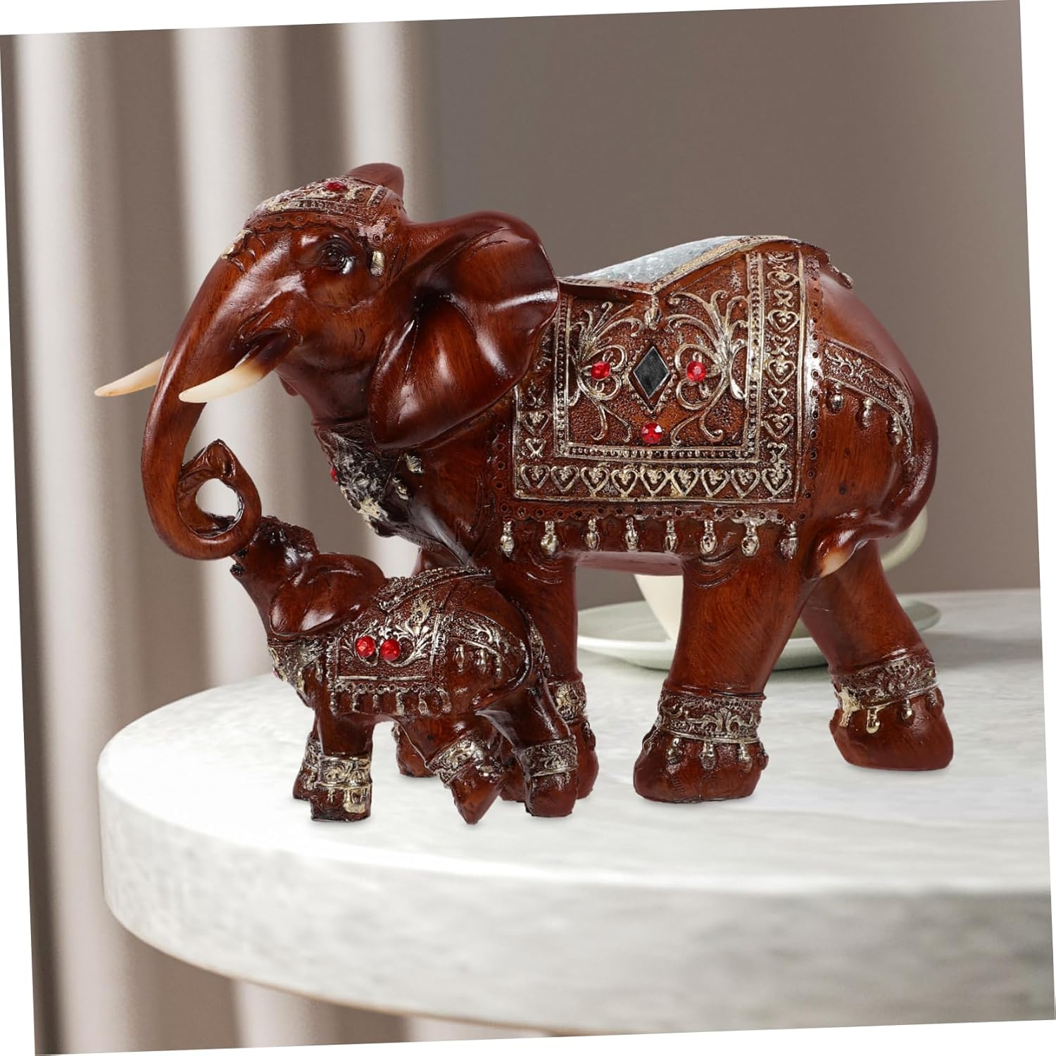 Lucky Resin Elephant Statue Creative Home Decor for Office Living Room Handcrafted Elephant Figurine Unique Tabletop Ornament