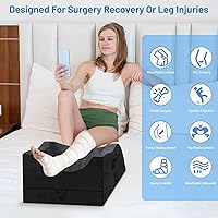 Vista 5 de Almohadas dobles de elevación de piernas Tranquilrelax, almohada de cuña para después de la cirugía, soporte de espuma viscoelástica ajustable, Negro