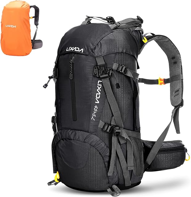 Lixada Hiking Backpack,50L Backpack with Rain Cover Waterproof Trekking Rucksack for Men and Women for Outdoor Travel Cycling Climbing Mountaineer
