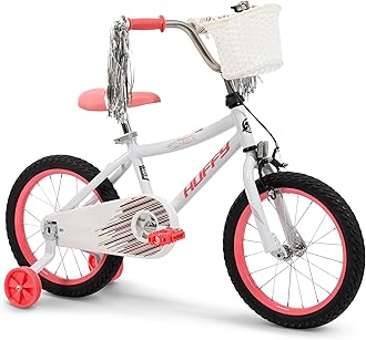 Huffy Zazzle 16" Kids Bike, Ideal for Ages 3 to 5 Years Old, Front Basket, Shimmering Streamers, Removable Training Wheels, Fun and Playful Design, Designed for Growth, Quick Connect Assembly, White