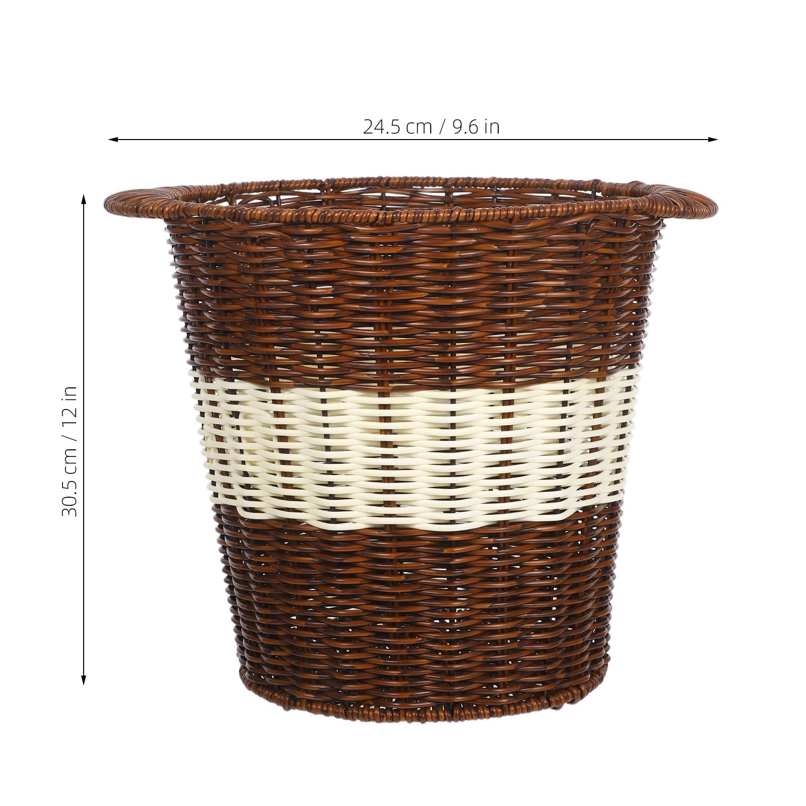 PRETYZOOM Cubo de Basura Tejido de Plástico Marrón Diseño de Ratán