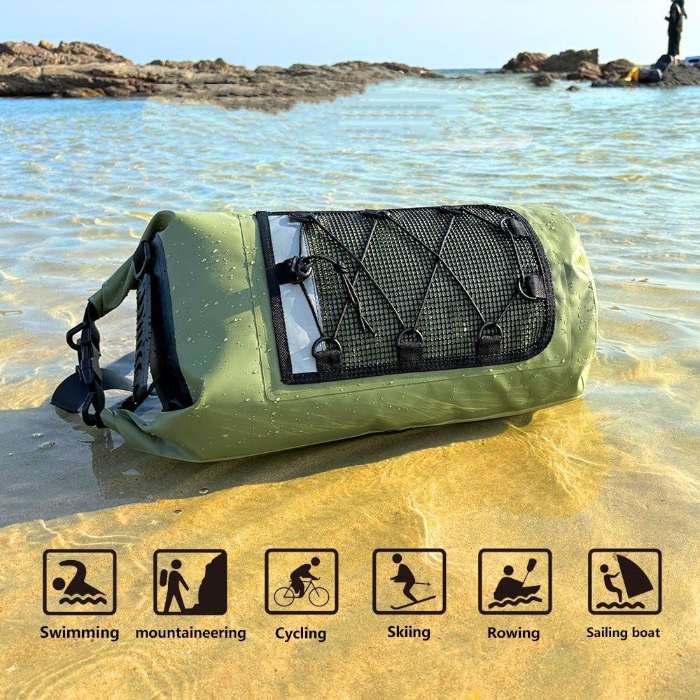 Zaino impermeabile Dry Bag da 30 l, con custodia impermeabile per sport acquatici, pesca, canottaggio, kayak, surf, rafting, regali, verde, 30 Liter, Sport acquatici all'aria aperta