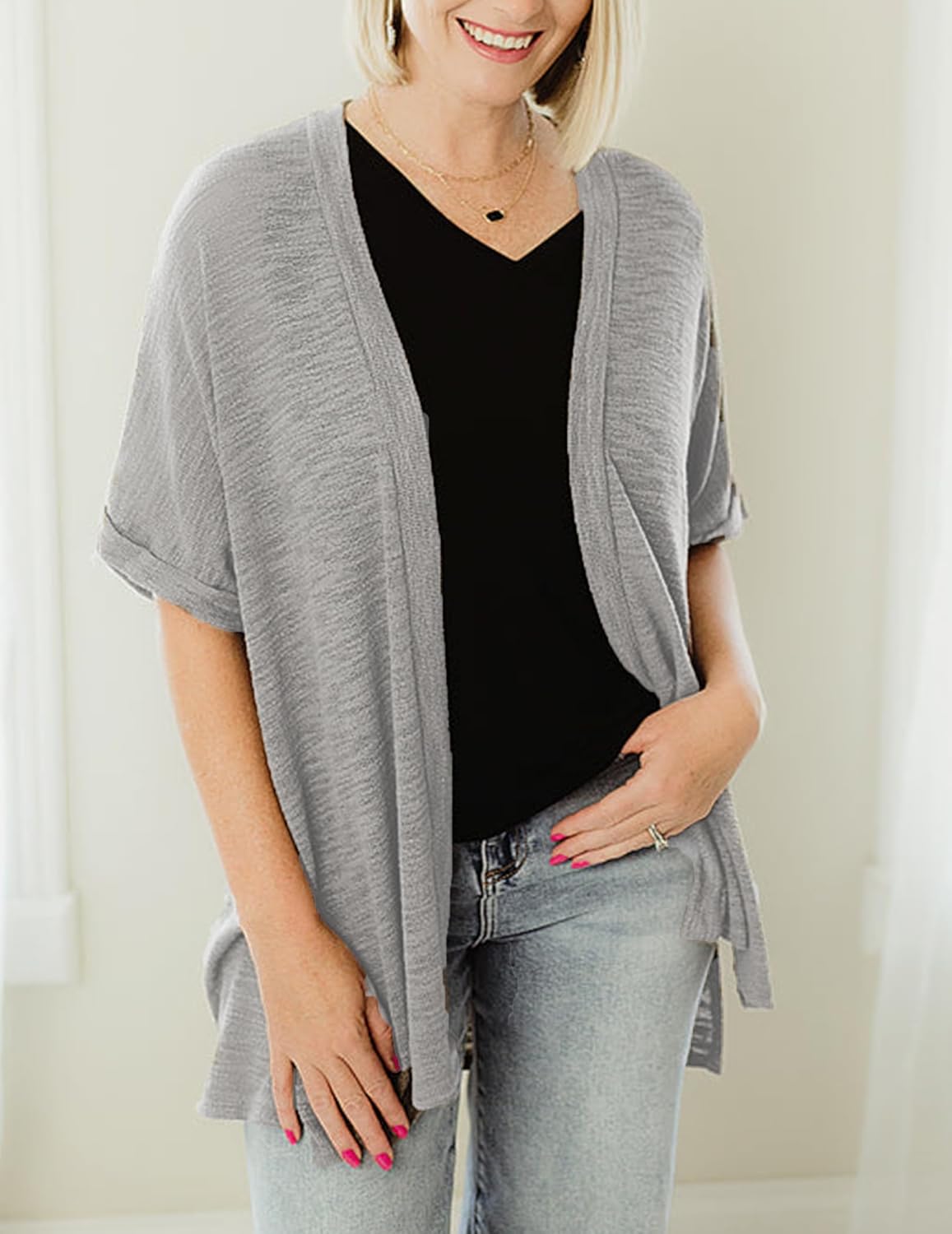 Yekaty Lightweight Cardigans for Women Casual Summer Short Sleeve Cardigan Open Front Beach Coverups 2026 - Image 3