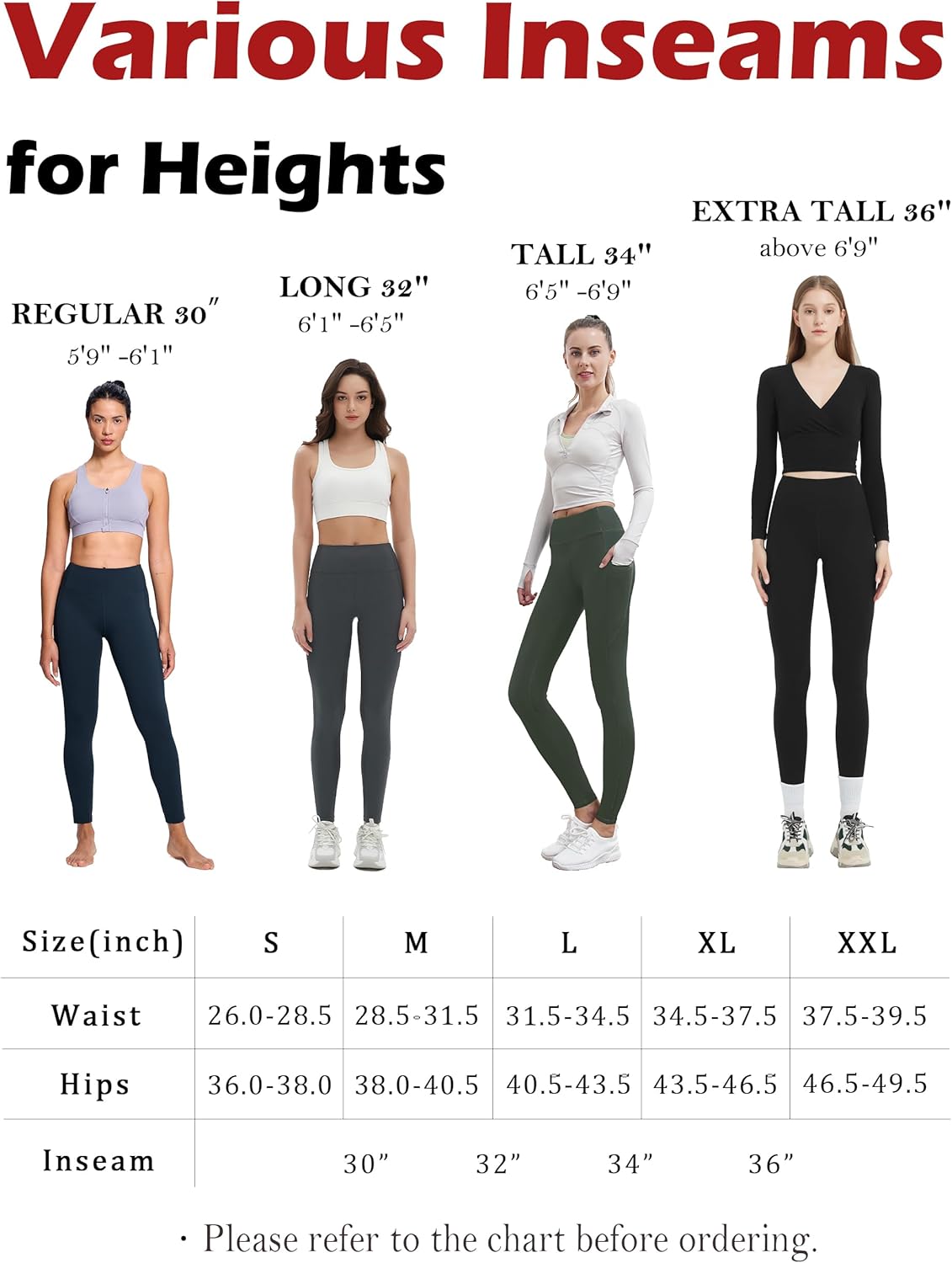 SEVEGO Tall Women's 30"/32"/34"/36" Yoga Leggings High Waist Workout Activewear Pants with Pockets - Image 7
