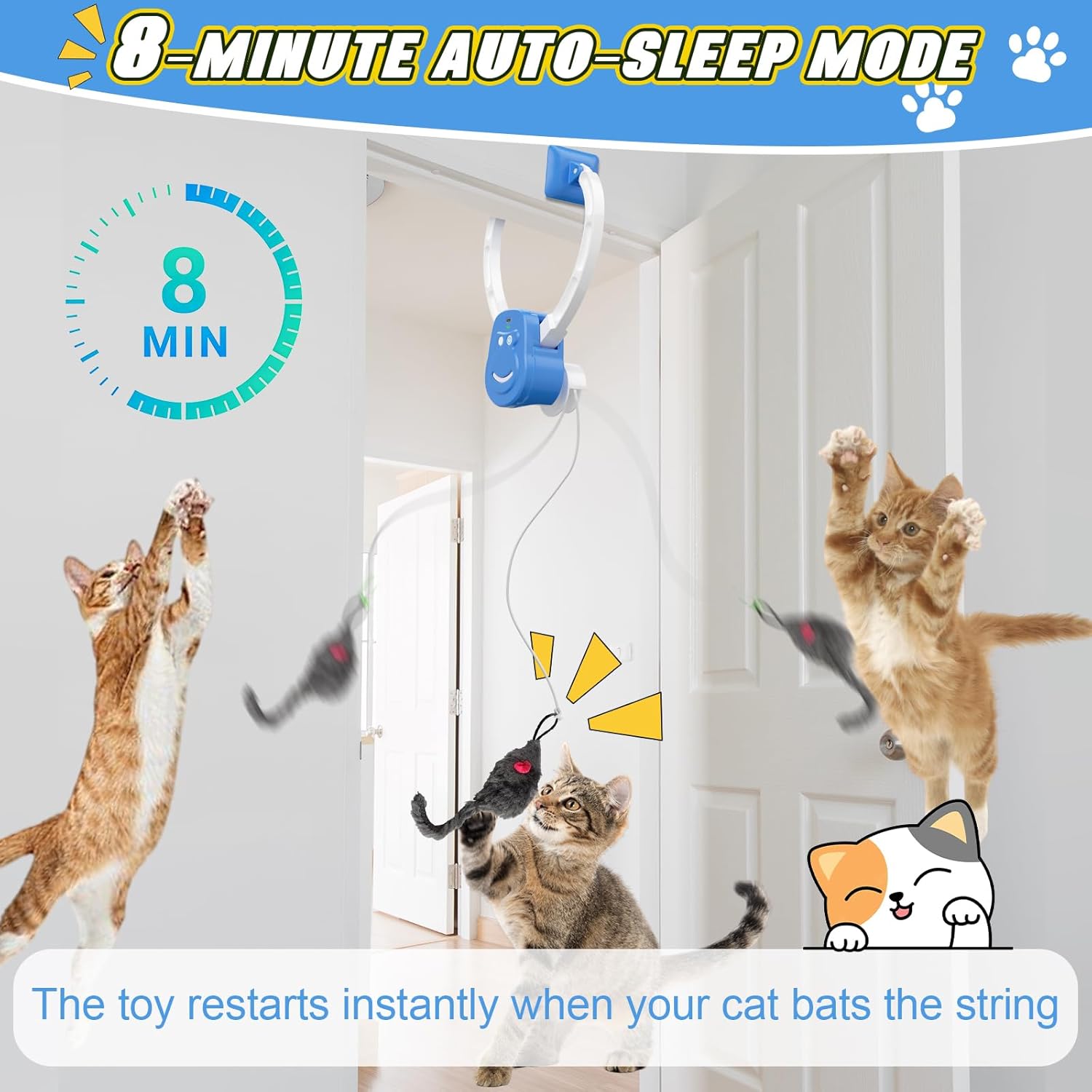 Automatic Flying Interactive Cat Toy for Indoor Cats - Safe Chase & Exercise Stimulation for Bored Kittens, Adults & Multi-Cat Homes (Blue)