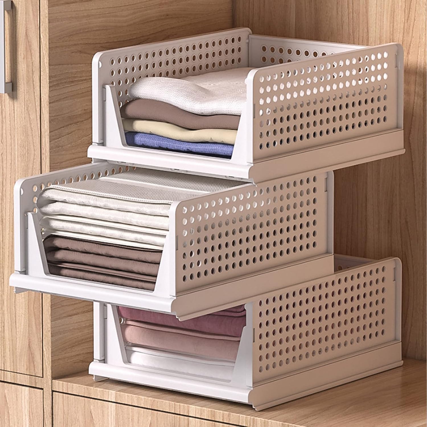 Cajas de almacenamiento plegables para armario (4 blancas)