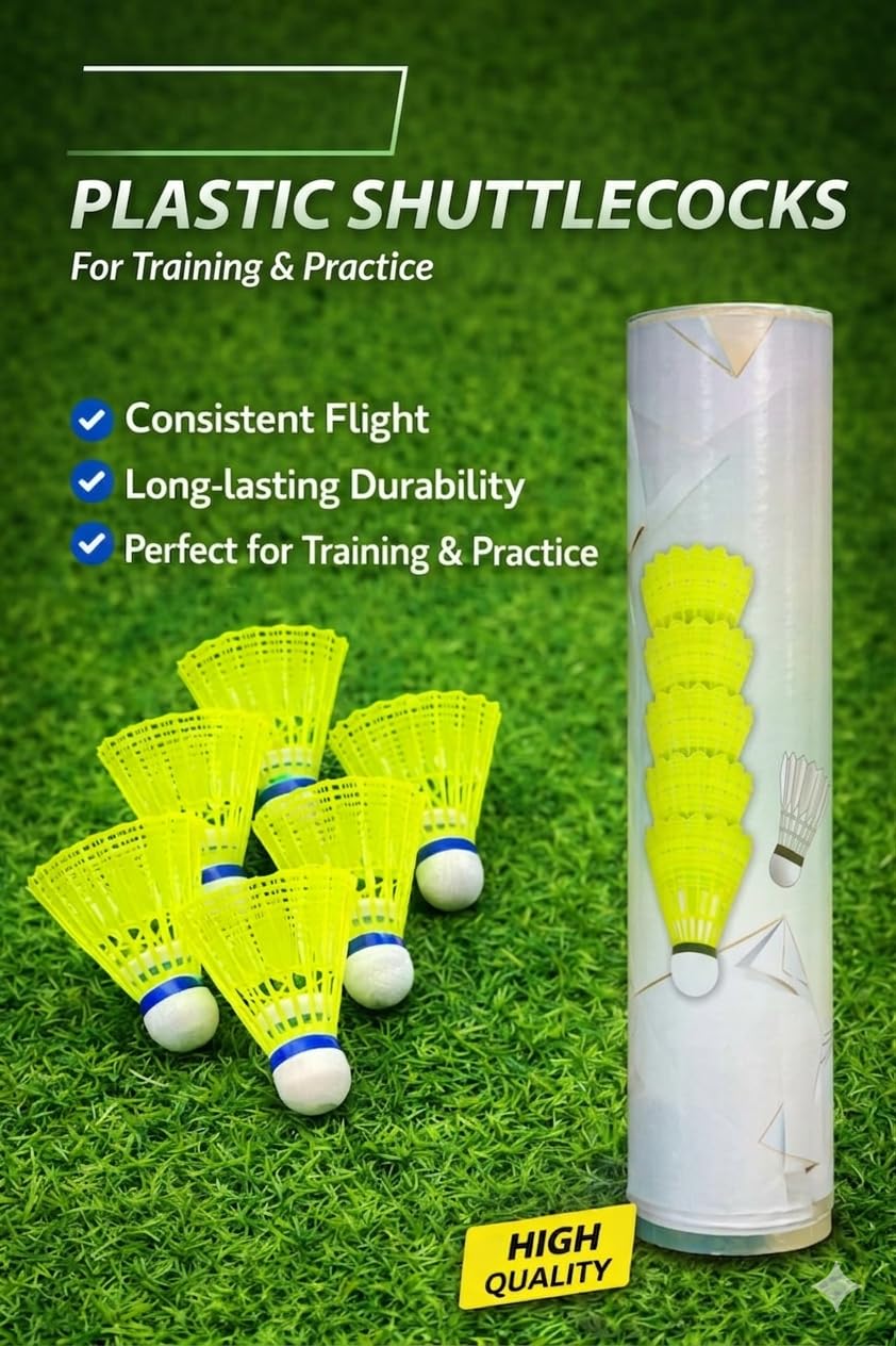 Badminton Plastic Shuttlecock, Neon Yellow, Nylon, Pack of 10, for Training & Practice-picture-31