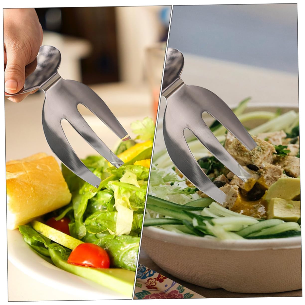 BESTonZON 2stücke Edelstahlklaue Salatgabel Multifunktionsgeschirr Salat-servierklaue Formschön Und Hochglanzpoliert Zum Umrühren Von Salaten Für Täglichen Gebrauch Familie Restaurants Party