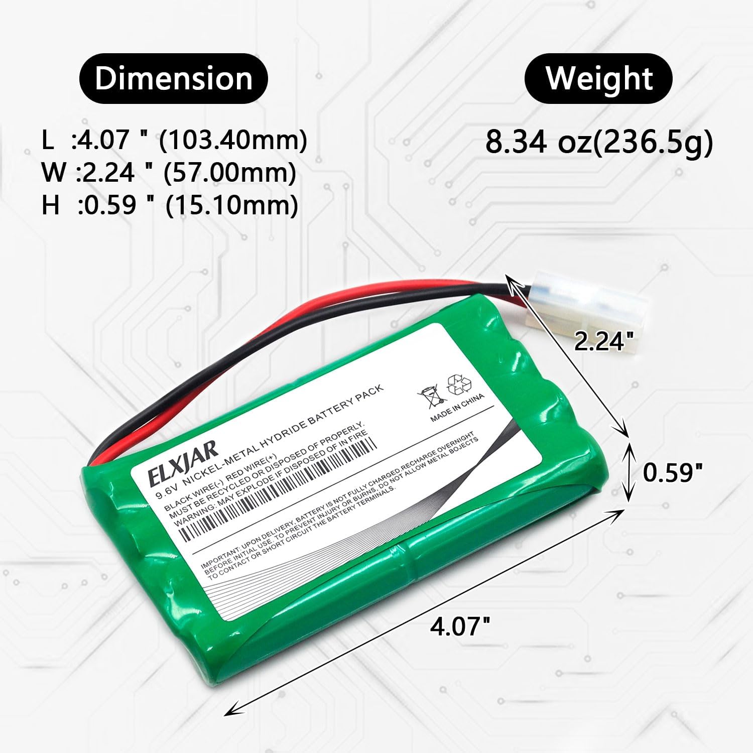 (2-Pack) 9.6V 2000mAh Ni-MH Rechargeable Battery Pack for RC Cars Trucks Boats Tanks Lionel Trains Tyco Nikko Vehicles with Tamiya Plug & USB Cable