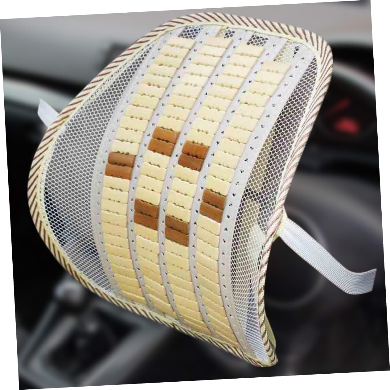 1pc Summer Lumbar Support Cushion Bamboo Charcoal Back Rest for Office Car and Home Ergonomic Waist Pad for and Comfort