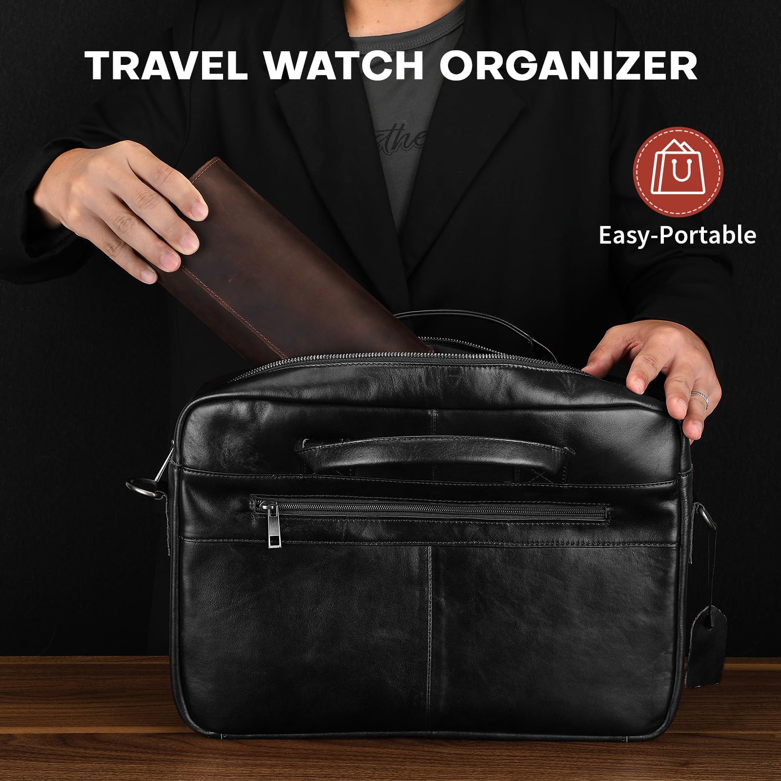 BAIGIO Custodia per 3 Orologi in Pelle, Scatola per Orologio Cilindrico, Porta Orologi da Viaggio Uomo Donne, Orologio Cofanetto Scatola Regalo Espositore da Polso, Watch Box Organizer, Caffè