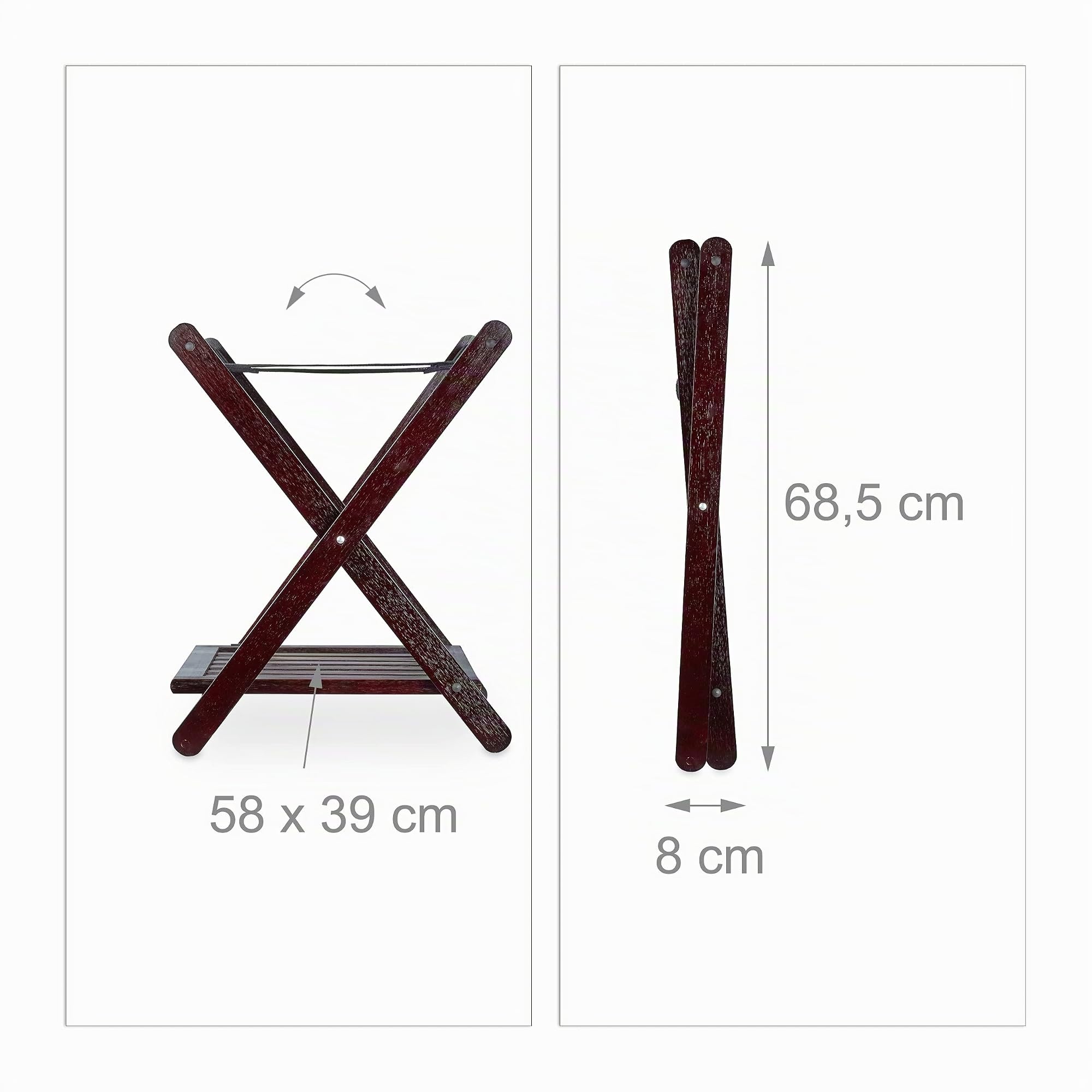 Relaxdays Porte-Bagages Pliant Support Sacs de Voyage en Bois Bambou Pose Valise HxlxP: 56 x 67,5 x 42,5 cm, Marron