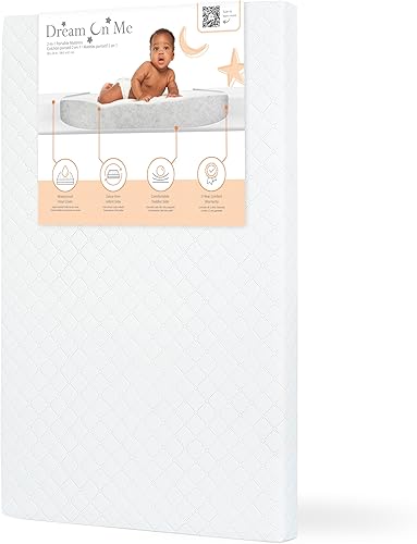Dream On Me Sunset 3 Extra Firm Fiber Portable Mini Crib Mattress Greenguard Gold Certified Waterproof Vinyl Cover Baby Mattresses for Cribs Fits Dream On Me Sunset 3 Extra Firm Fiber Portable Mini Crib Mattress Greenguard Gold Certified Waterproof Vinyl Cover Baby Mattresses for Cribs Fits