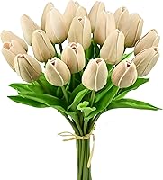 Vista 58 de Mandy's - 20 flores artificiales de seda de tulipán azul claro de 13.5 pulgadas para Año Nuevo, primavera, Día de la Madre, Pascua, Día de San