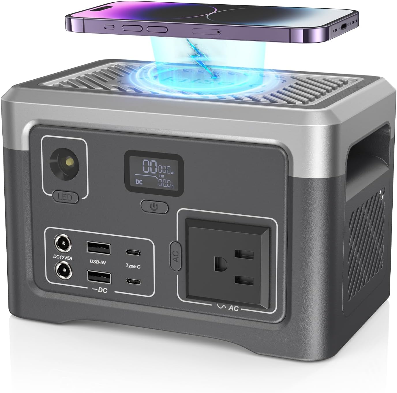 Portable Power Station 192Wh Outdoor Generator with AC Outlet 100W(200W Surge) Power Bank for Home Backup Outdoor Emergency RV Van Hunting, 3.9lb, Music Player&LED Lights LiFePO4 Battery