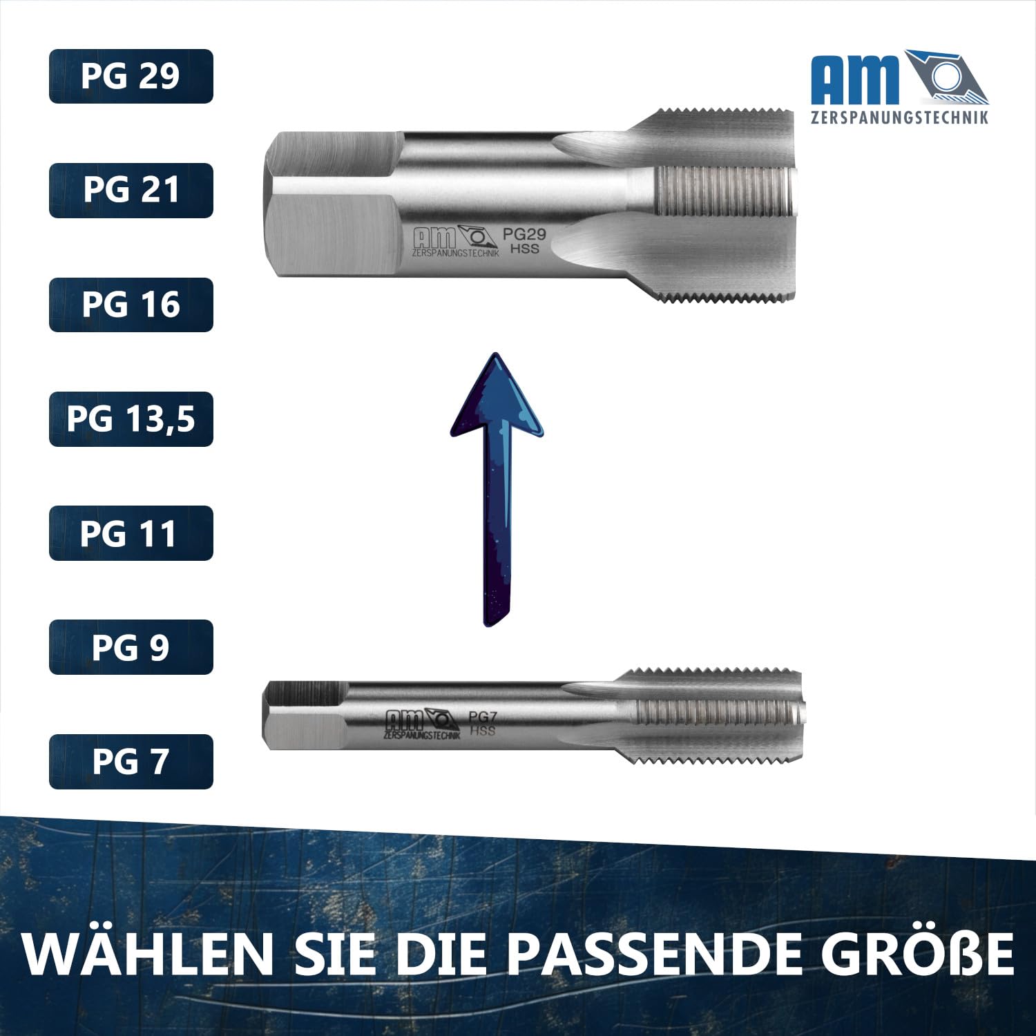 Maschio filettato PG | filettatura per tubo corazzato PG13,5 | Maschio filettato HSS | DIN 40432 PG | Maschio filettato HSS – PG 13,5