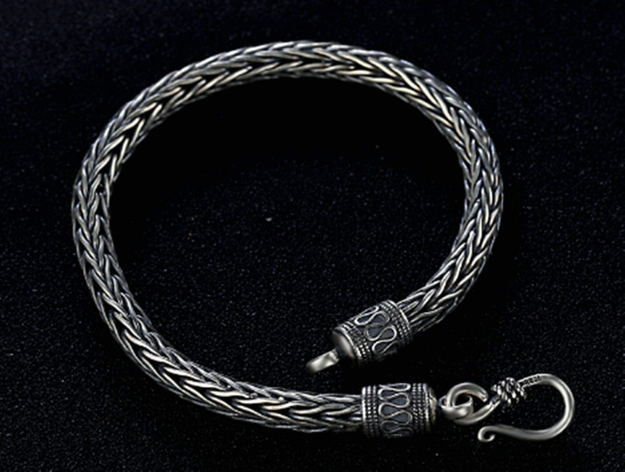 AMDXD 925 Sterling Silber Armband für Herren Weißenkette Herrenarmband Surferarmband Silber