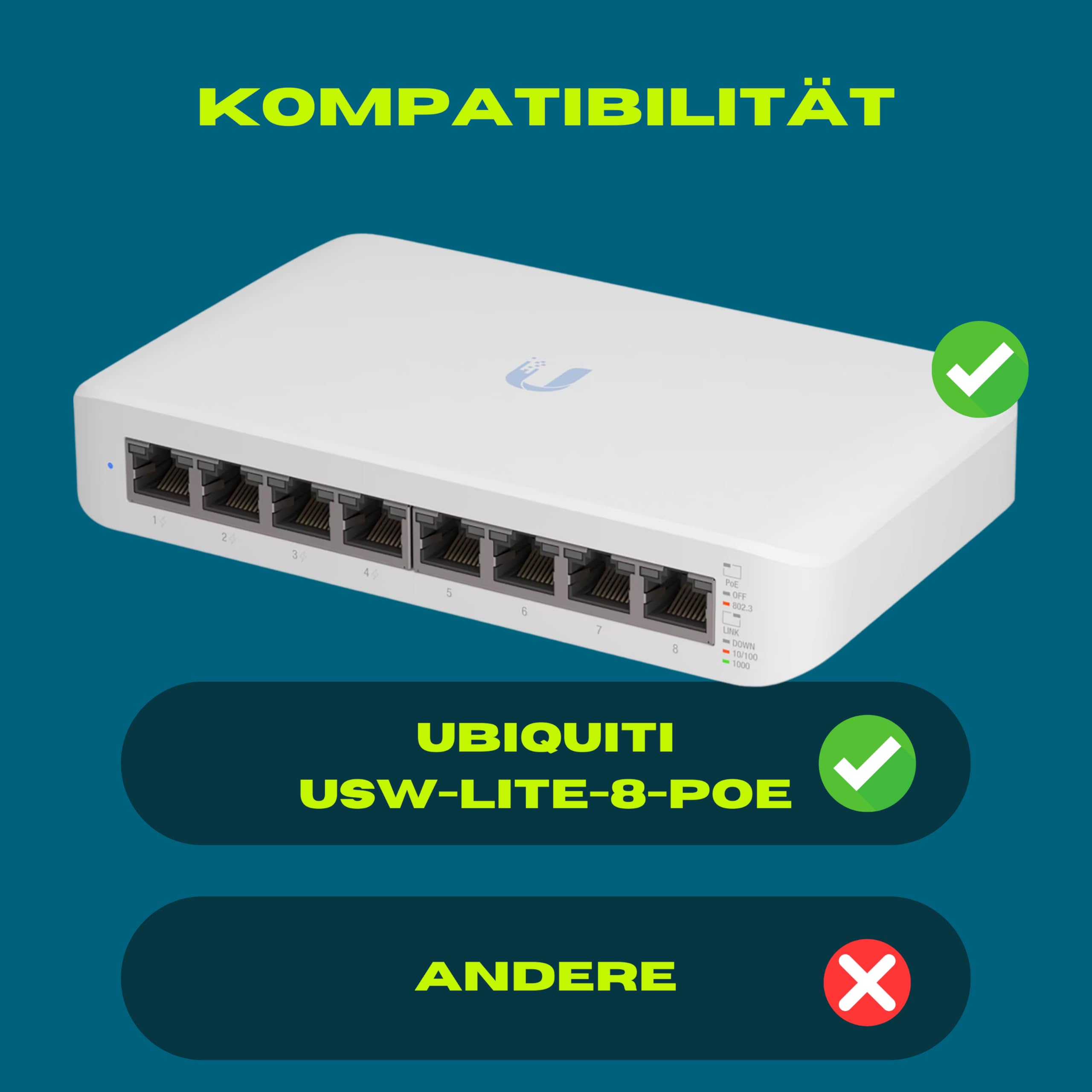 Support de montage en rack pour UniFi Switch Lite USW-Lite-8-POE, plastique, noir