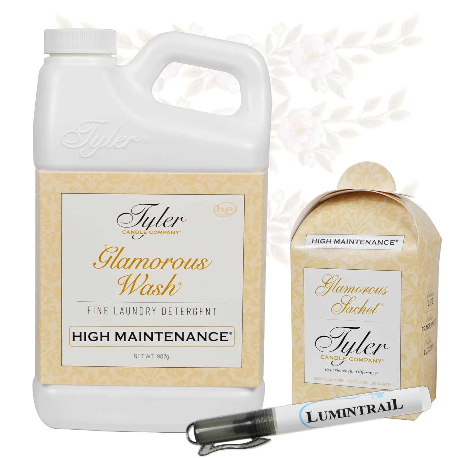 Tyler Glamorous Wash High Maintenance Fine Laundry Detergent with Stain Remover Pen and Dryer Sachets - Liquid Detergent