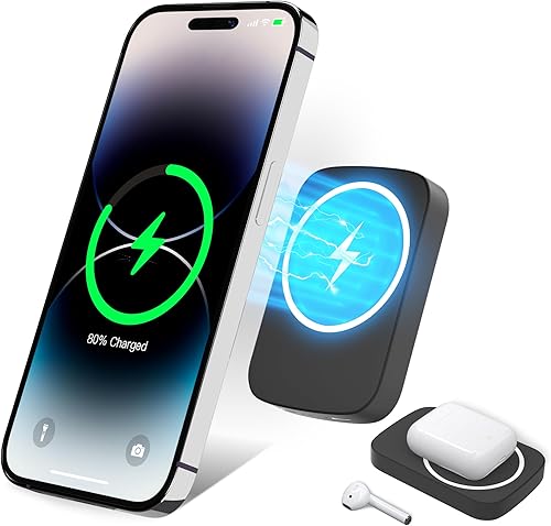 Miniatura 2 de HiKiNS Banco de energía, banco de energía inalámbrico magnético de 10000 mAh compatible con MagSafe, paquete de baterías para iPhone 141312, Samsung