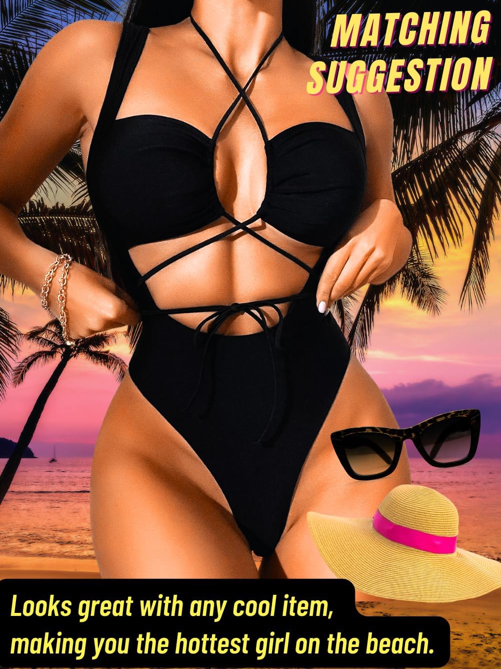 Cutout One Piece Swimsuit,Plunge High Cut Thong Sexy Monokini Bodysuit,Rave Outfit for Women Festival Pool Party - Image 4