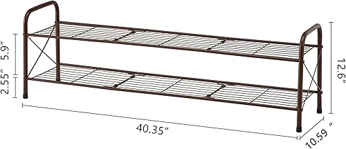 Miniatura 3 de Hoctieon Zapatero de 2 niveles para armario, zapatero de pie, estante de zapatos de entrada, organizador de almacenamiento de zapatos, zapatero de