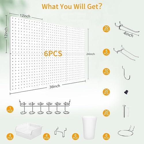 Miniatura 59 de FZK Tablero de clavijas, kit organizador de pared de 74 piezas de metal. Tablero de clavijas resistente, tableros de clavijas, tablero de clavijas