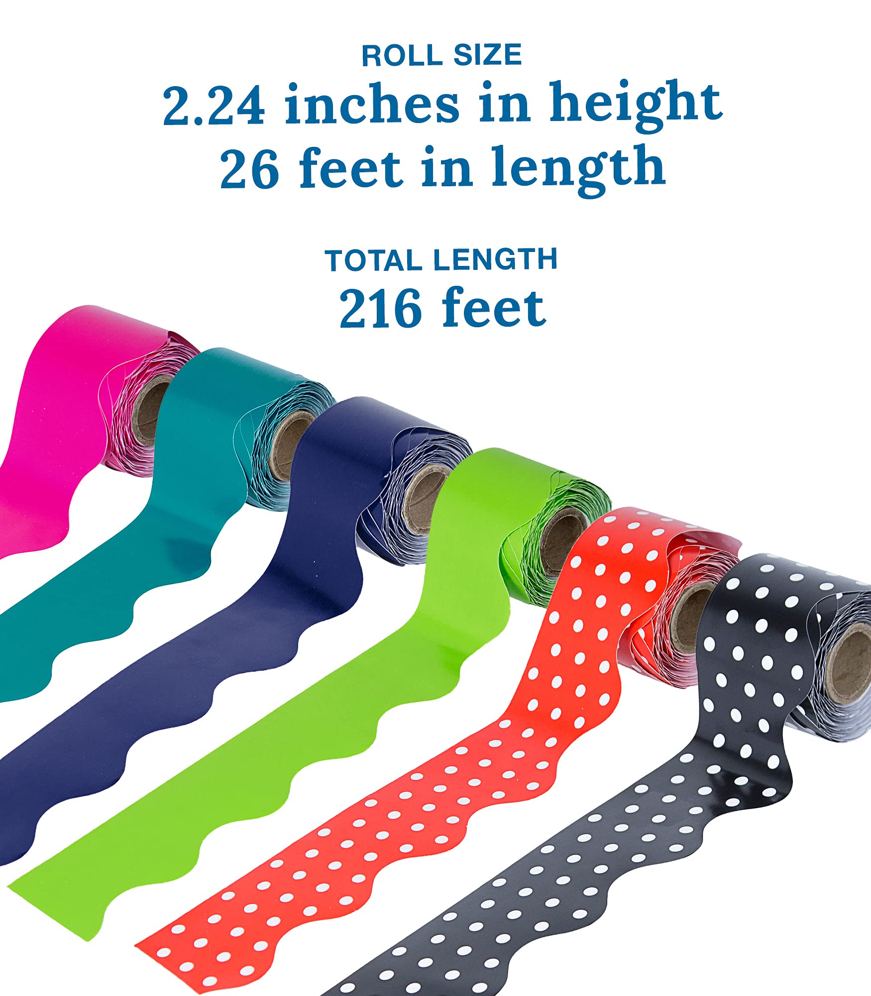 Buy Carson Dellosa Scalloped Bulletin Board Borders—Multicolor 6Pack, Black and White Polka