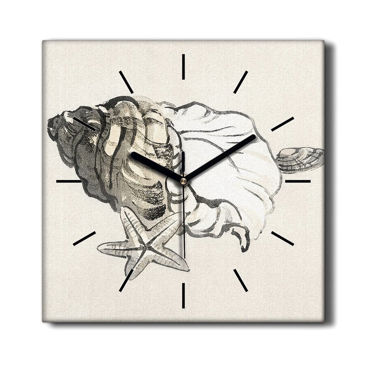 Horloge sur toile 30x30 cm Coloray Coquilles sans tic-tac pour salon