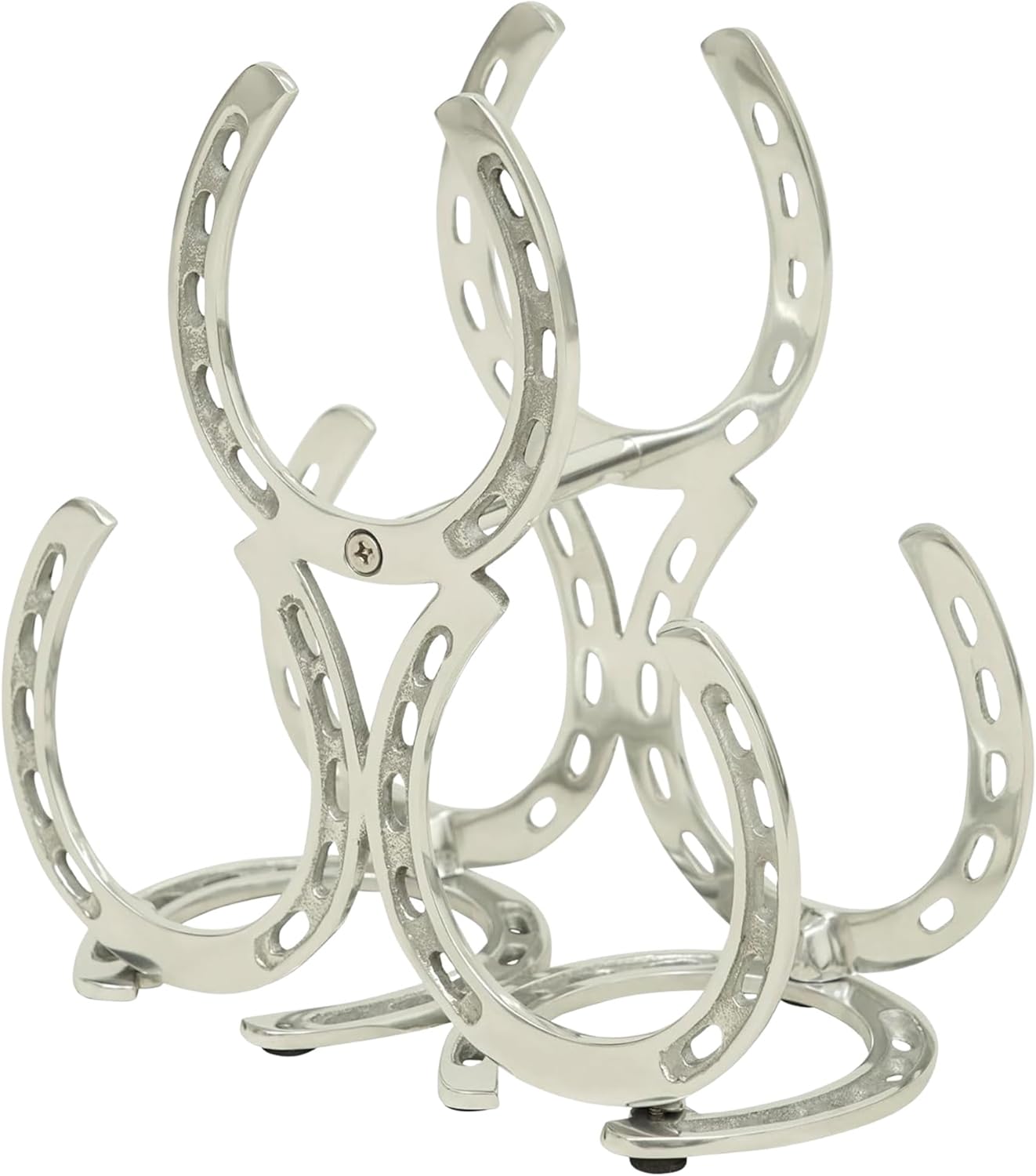 Huntley Horse Shoe 3 Bottle Wine Rack, Aluminum, Silver
