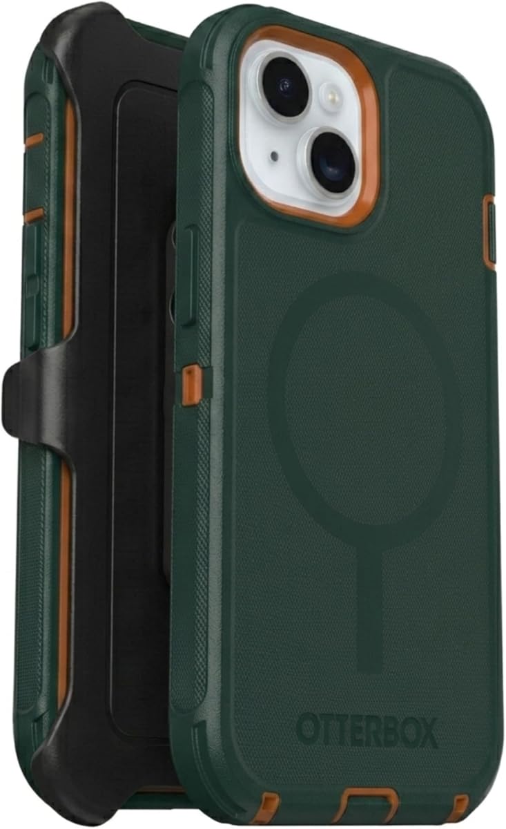 OtterBox iPhone 17e & iPhone 16e (Only) - Defender Series MagSafe Case - Green Intrigue - Built-in Magnets - Screenless - Rugged & Durable - with Port Protection - Holster Clip Included