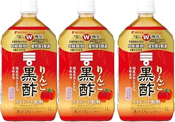 Mitzkan Black Apple Vinegar, Straight 33.8 fl oz 1,000 ml x 3 Bottles Food with Functional Claims, Black Vinegar Drink, Apple Vinegar, Drink Vinegar