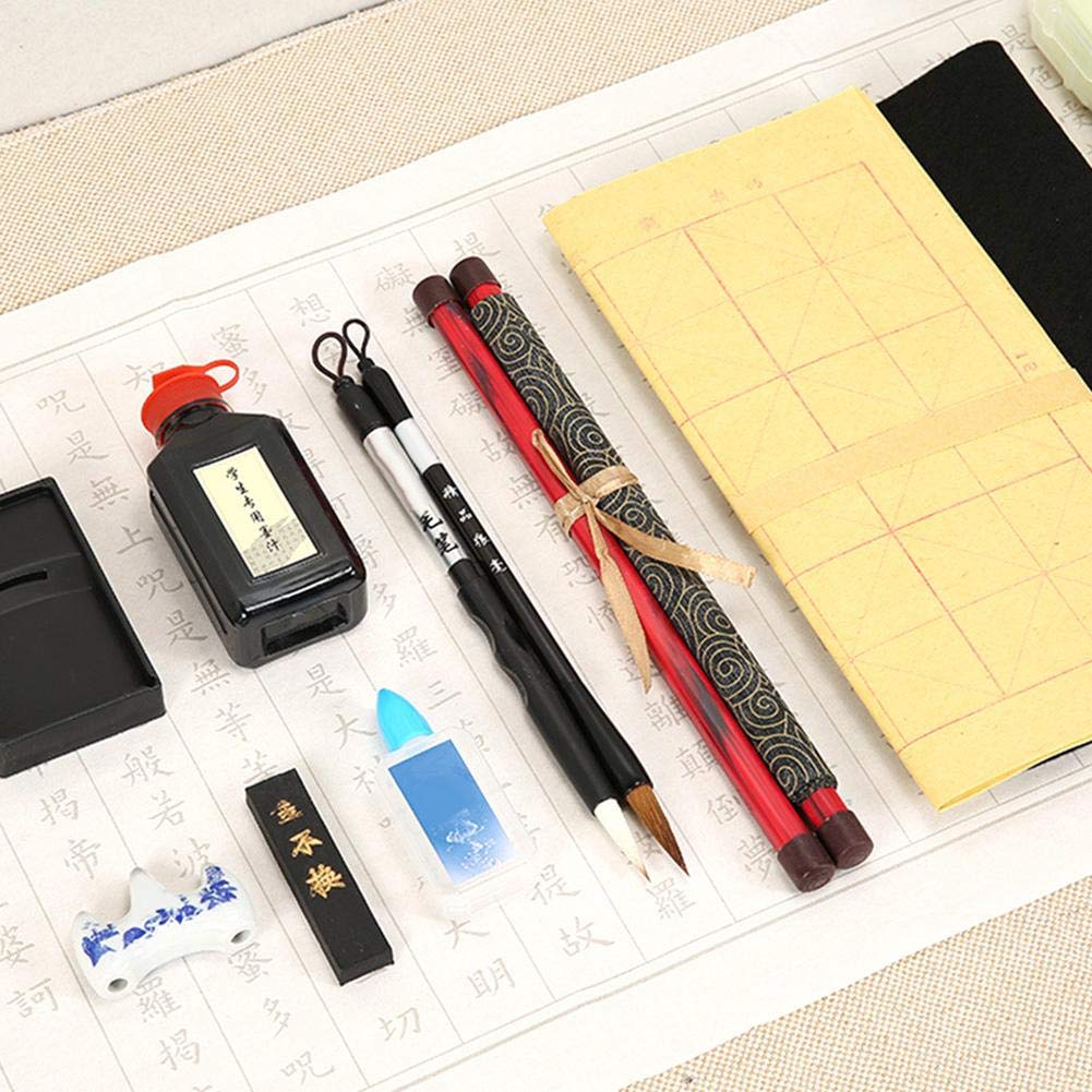 Fydun Ensemble de Calligraphie Traditionnelle Chinoise, avec Stylo Pinceau Kit de boîte à Outils de Papier d'écriture d'encre pour Les débutants en écriture et Peinture