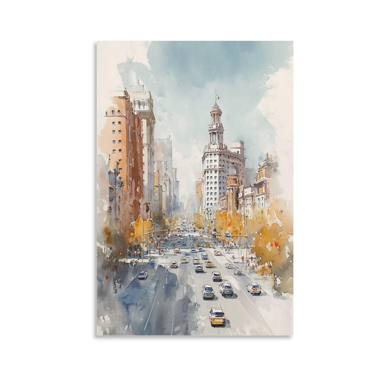 LCYNNH Seattle Watercolor Custom 20x30inch(50x75cm) Vintage Travel Poster Watercolor Canvas Art