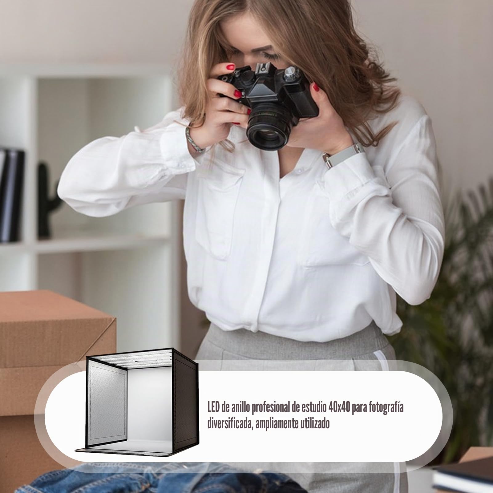 Caja de luz genérica para fotografía, 40 x 40 cm, caja de luz para estudio fotográfico, estudio fotográfico con 120 luces LED, tienda de campaña portátil profesional, kit de tienda de fotos para