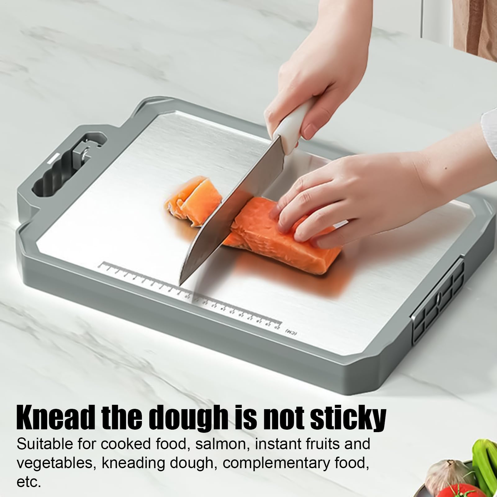 Planche À Découper En Acier Inoxydable Double Face Planche De Cuisine | Mat Anti-Dérapant Alimentaire Pour Préparation Légumes Pâtisserie Barbecue Maison Camping