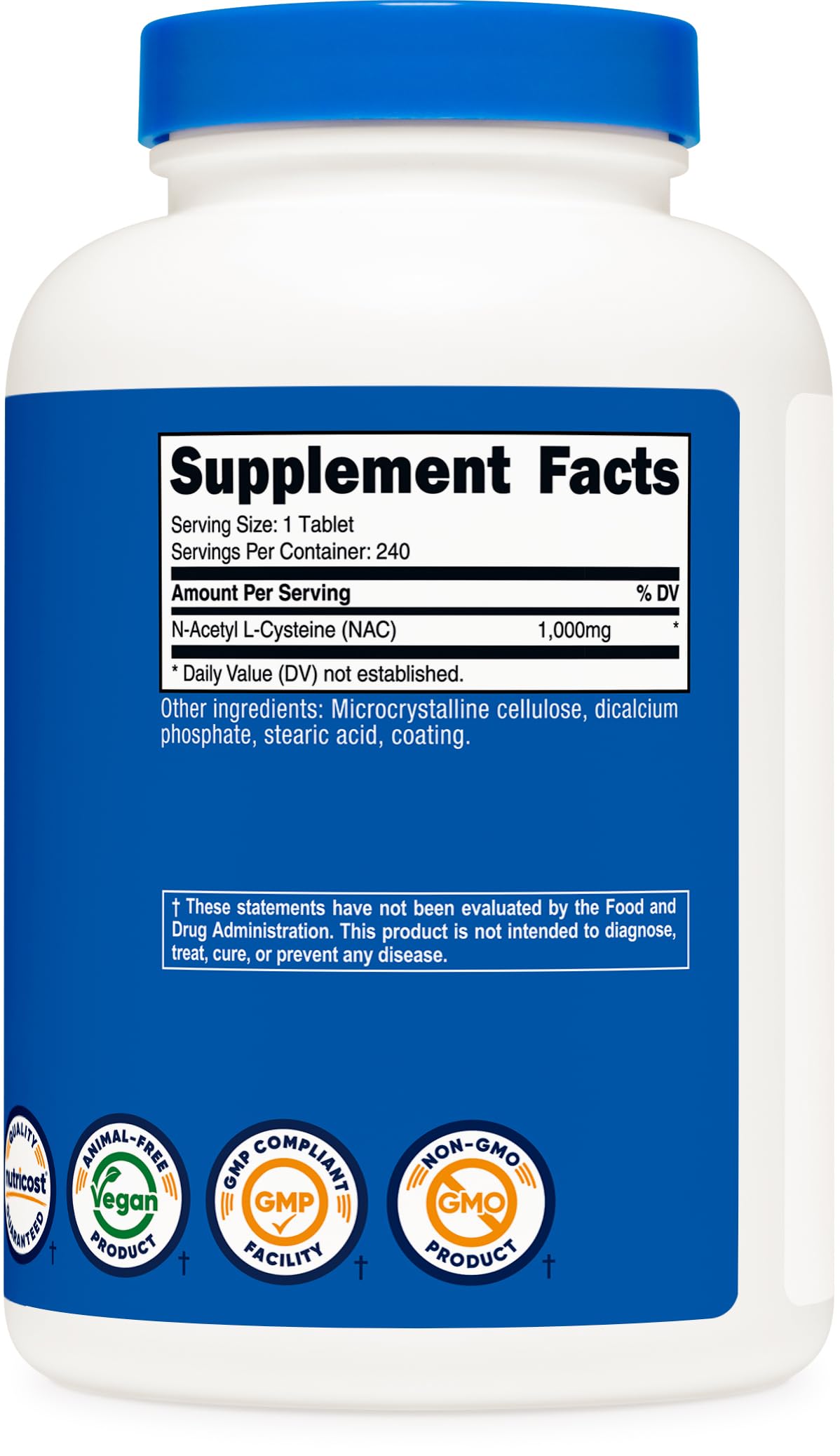 Nutricost N-Acetyl L-Cysteine (NAC) 1000mg, 240 Vegan Tablets, Gluten-Free — Amazon image 5