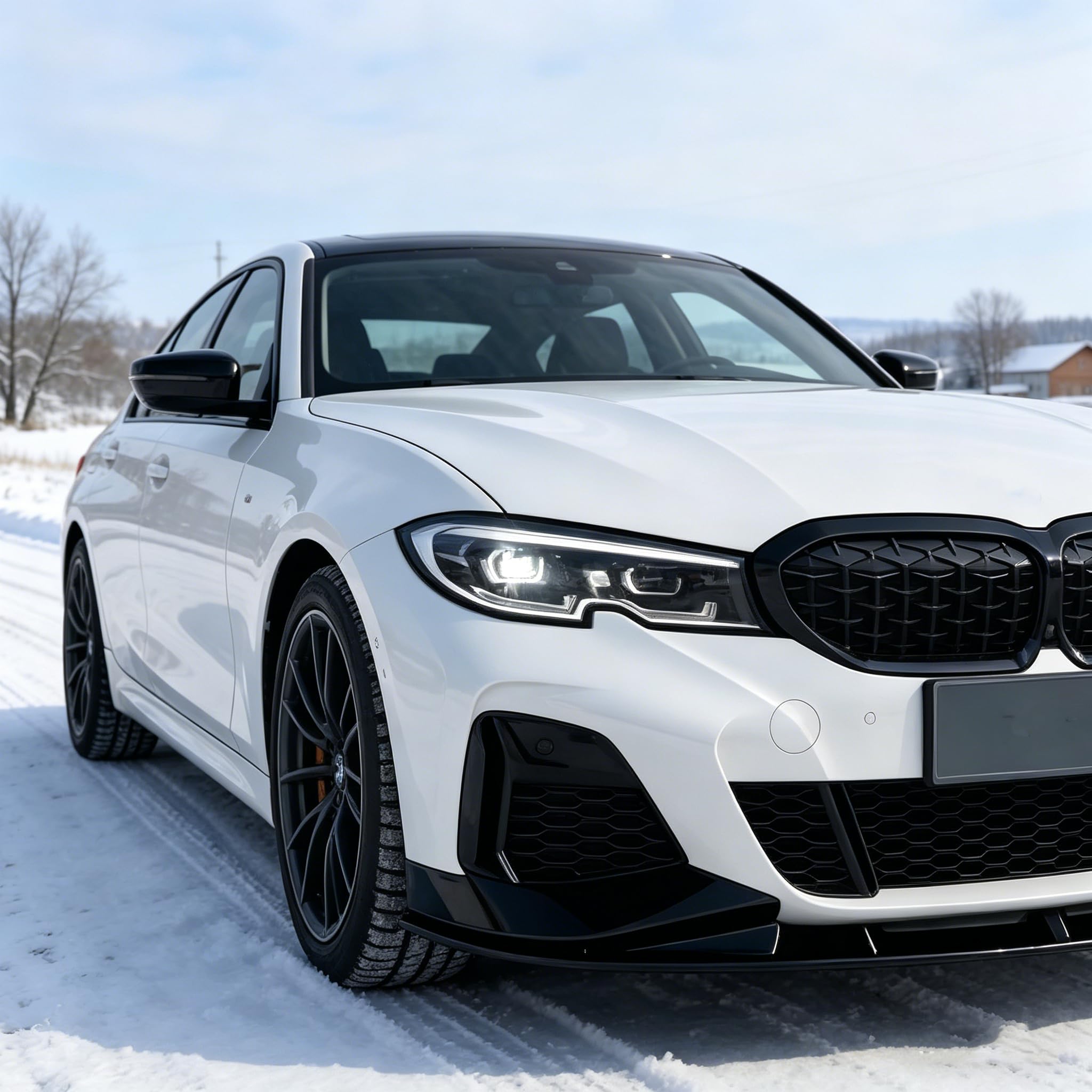 MUTUSAISI Séparateur Lèvre Avant pour BMW Série 3 G20 G21 (Modèles de M Sport) 2019-2022 318d/ 320d/ 330i/ 330d/ M340,Voiture becquets Pare-Chocs Corps pelles Garde Spoiler Accessoires(Noir Brillant)