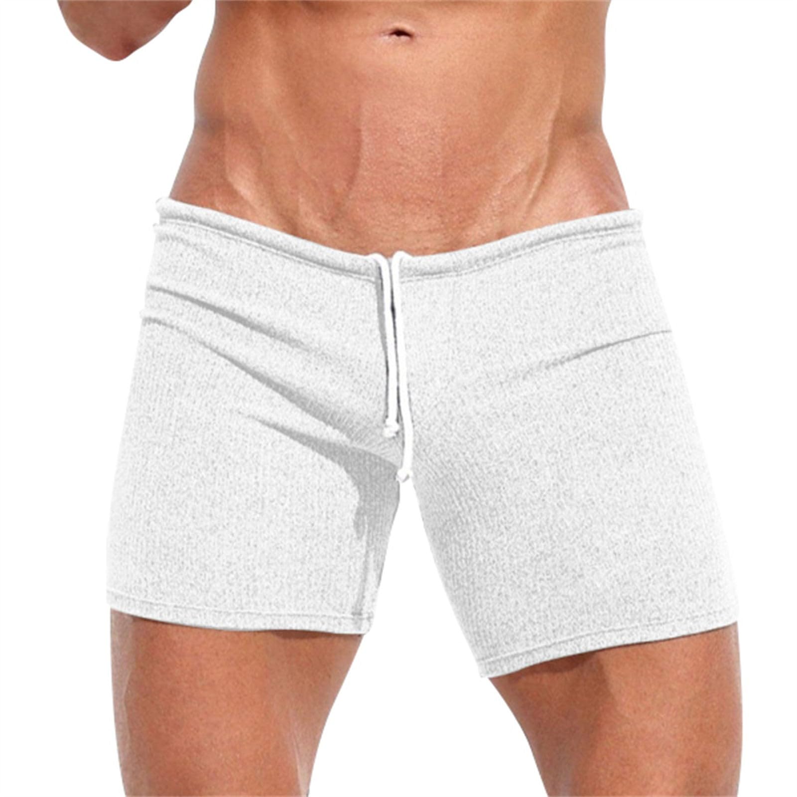 BUKKNYE Men's Lounge Shorts Nightwear Knit Lightweight Ultra Soft Comfy Pyjama Bottoms Casual Stretch Quick Dry Workout Running Gym Training Shorts Summer Athletic Joggers White
