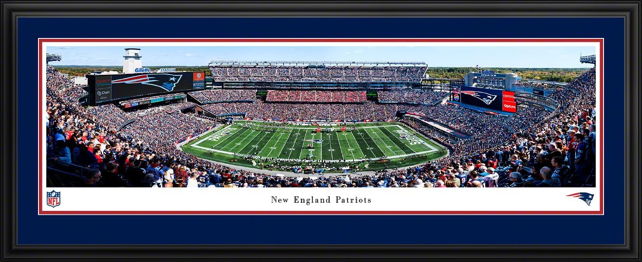 New England Patriots - 44x18-inch Double Mat, Deluxe Framed Picture by Blakeway Panoramas