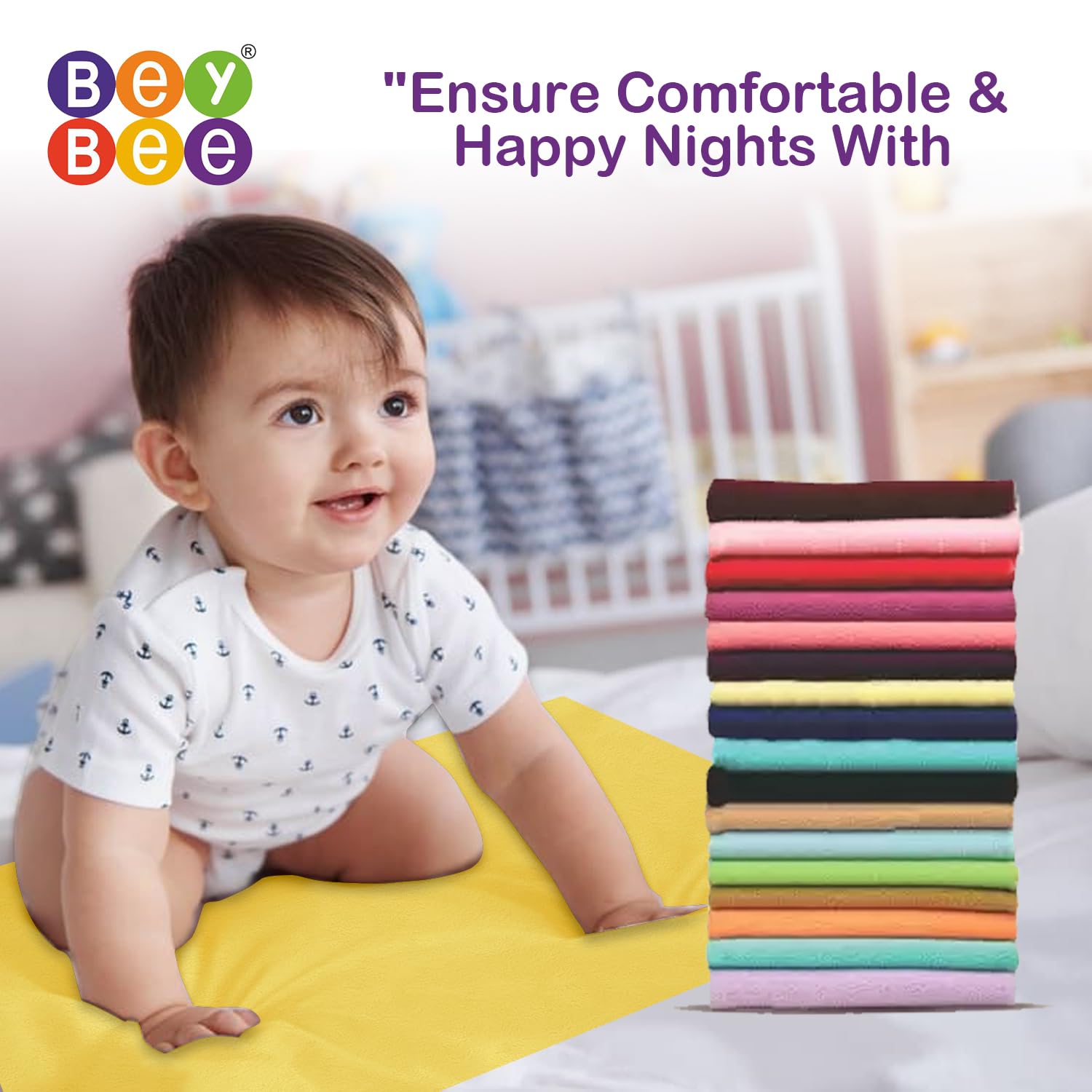 BeyBee Waterproof Quick Dry Sheet for Baby| Bed Pad Anti-Piling Fleece Extra Absorbent Washable Matress Protector| Baby Bed Protector Sheet for Toddler Children, Small Size, 50x70cm, Yellow - Image 6 thumbnail