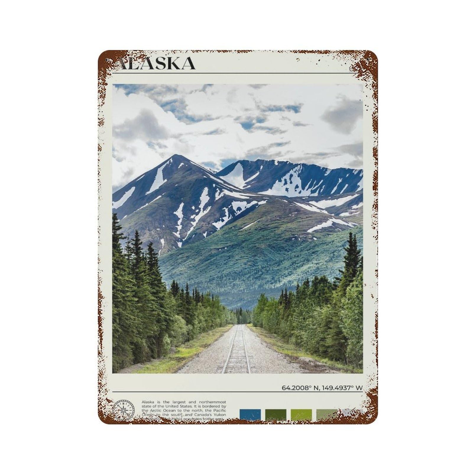xiaoxiaoshen Real Photo Alaska Decor United States Wall Decor Art Metal Tin Poster Modern Home Decor Art Home Bar Shop Decorations Vintage Sign 40x30cm