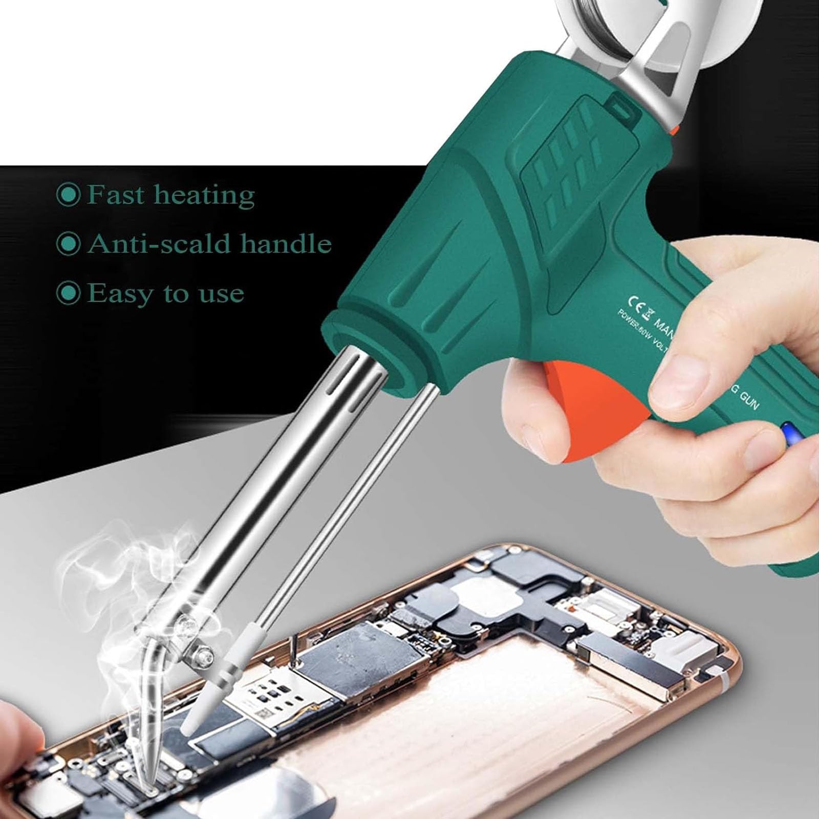 Pistola de Soldadura de Estaño con Calor Externo Portátil de 220V Soldador de Estaño Automático de Mano de 60W Soldador Eléctrico Doméstico para Reparación de Electrónica