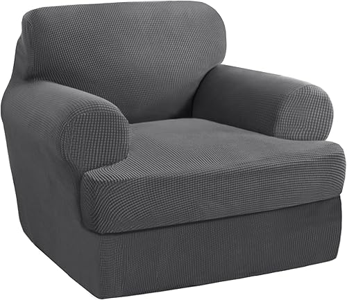 PrinceDeco Fundas elásticas para sillón con cojines en forma de T, 2 piezas, para cojines en forma de T, fundas de sofá con 1 funda de asiento