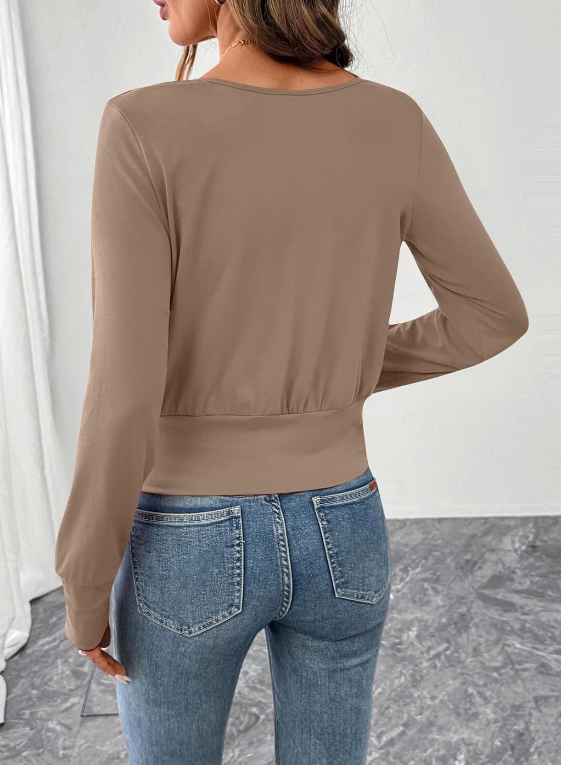 EVALESS Womens Tops Spring Cross Wrap V Neck Blouses Dressy Casual Long Sleeve Shirts Trendy 2026 - Image 5