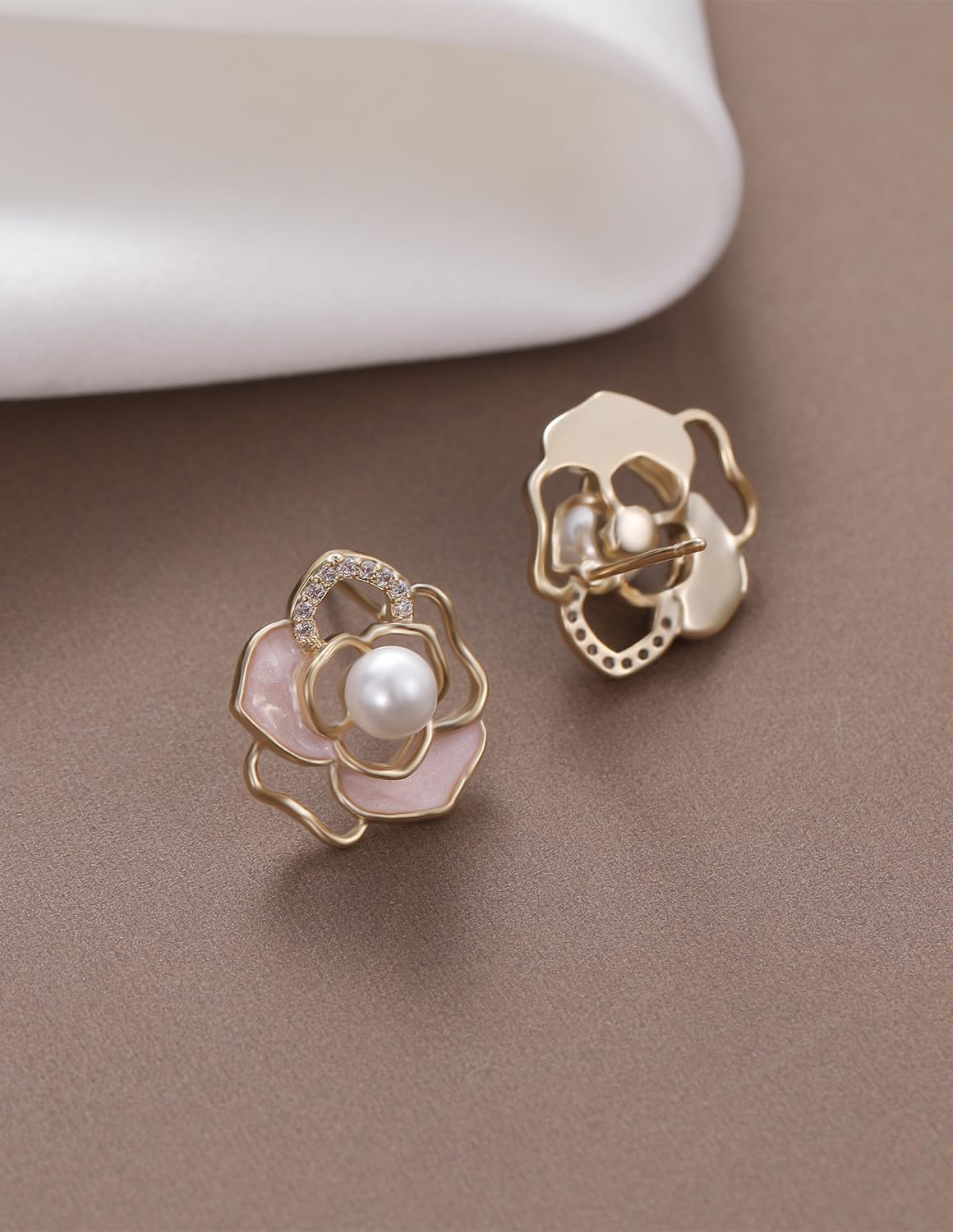 14K Gold Plated Flower Stud Earrings for Women Jewelry - Image 6
